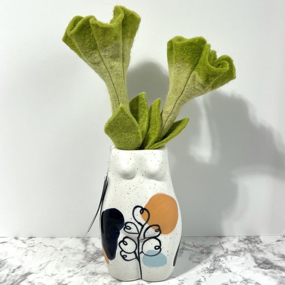 Female Form Body Ceramic Bud Vase Handmade White Floral Abstract Butt Booty Bust - Picture 5 of 17